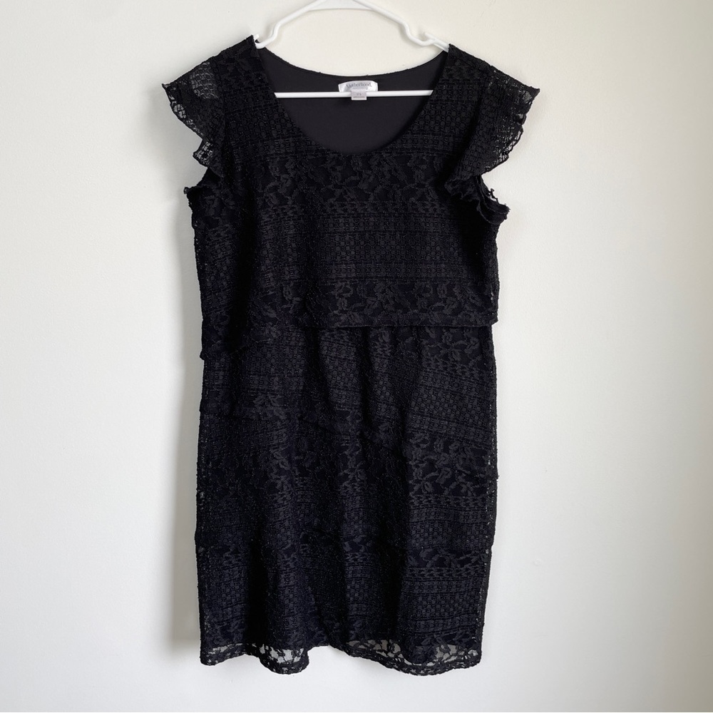 Motherhood Maternity black lace nursing dress